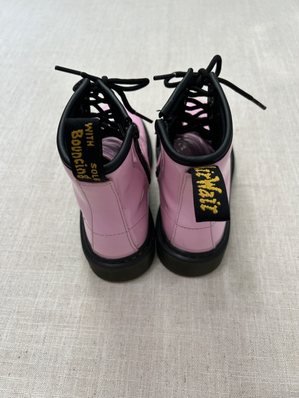 Doc Martens Boots Girls Size 1 Patent Leather Pink Moto Lace Up Girly - Picture 10 of 14